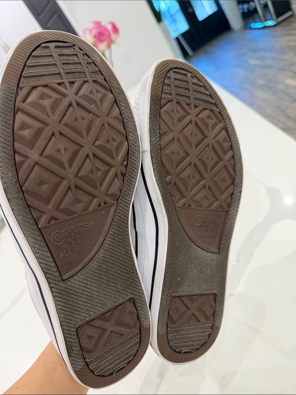Converse White Low-Top Slip-On Canvas Sneakers with Black Trim - Picture 10 of 10